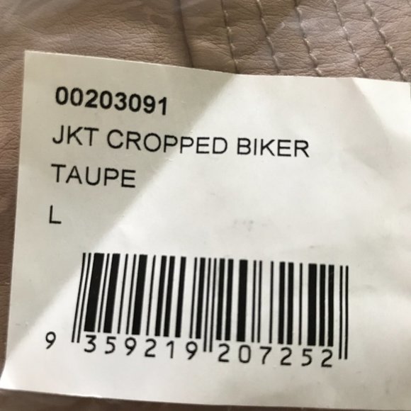 City Chic Faux Leather Crop Biker Jacket Taupe Plus Size - Picture 13 of 13